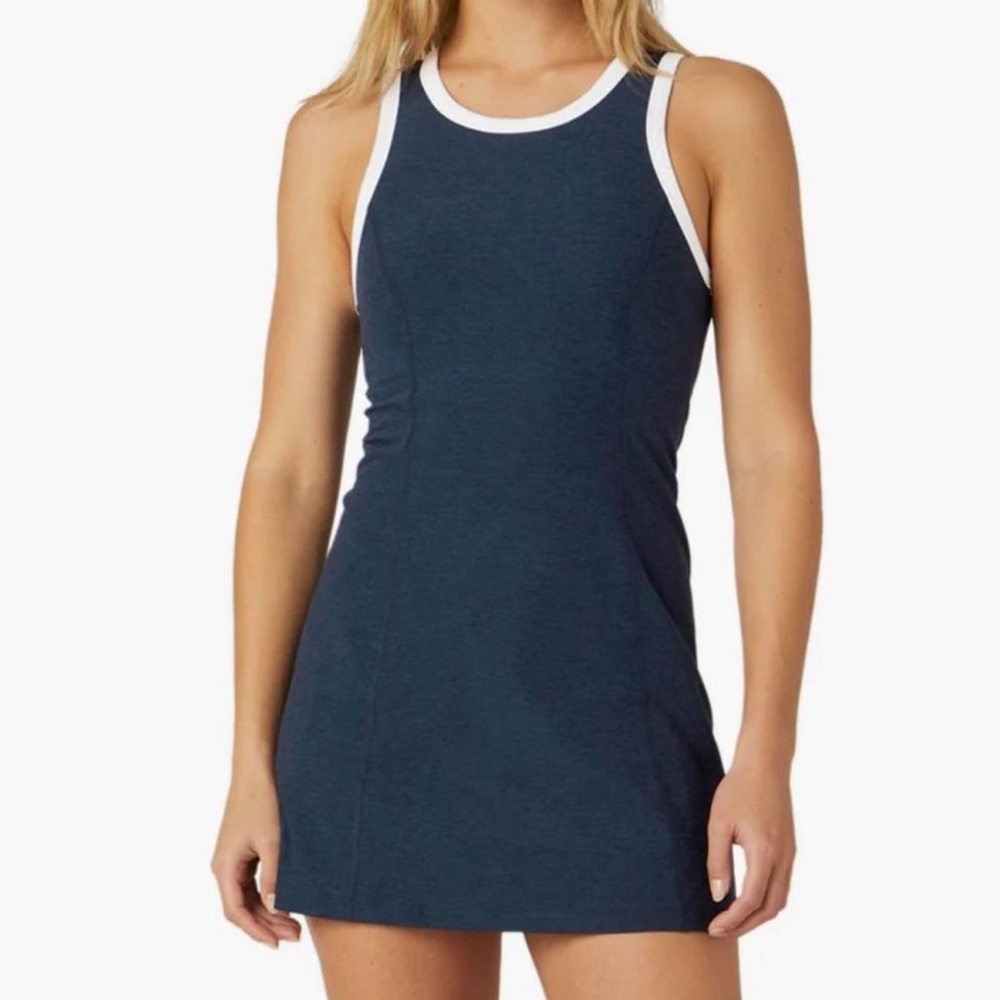 Beyond Yoga Navy Blue Dress with White Trim